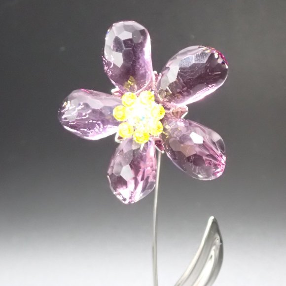 Swarovski Vintage Amethyst Pink/Purple Flower w/stand/Box. - Picture 7 of 8